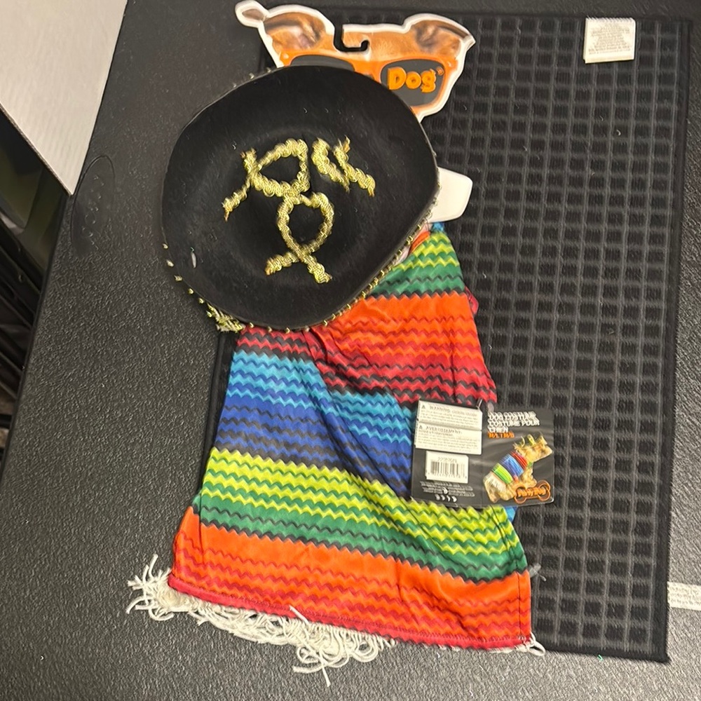Colorful Dog Costume with sombrero size m/L